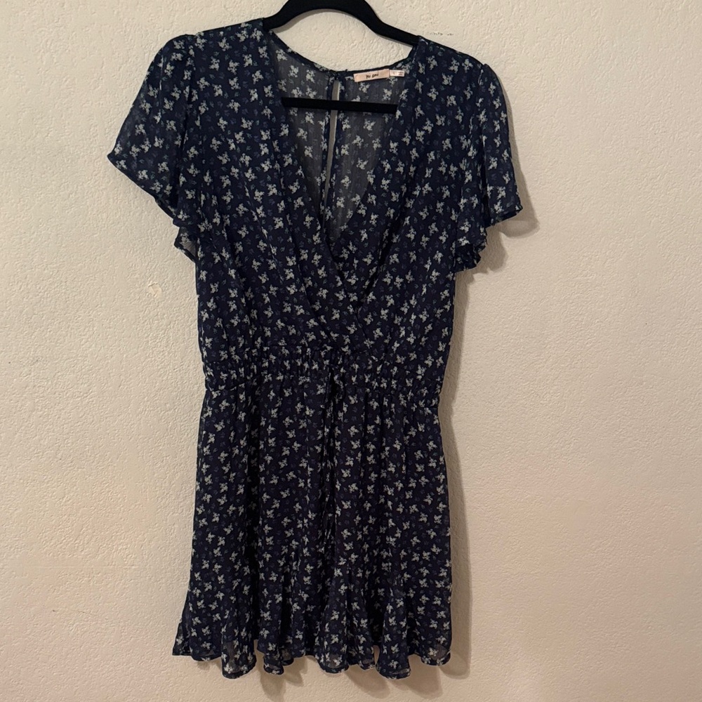 miami Navy Floral Mini Wrap Dress